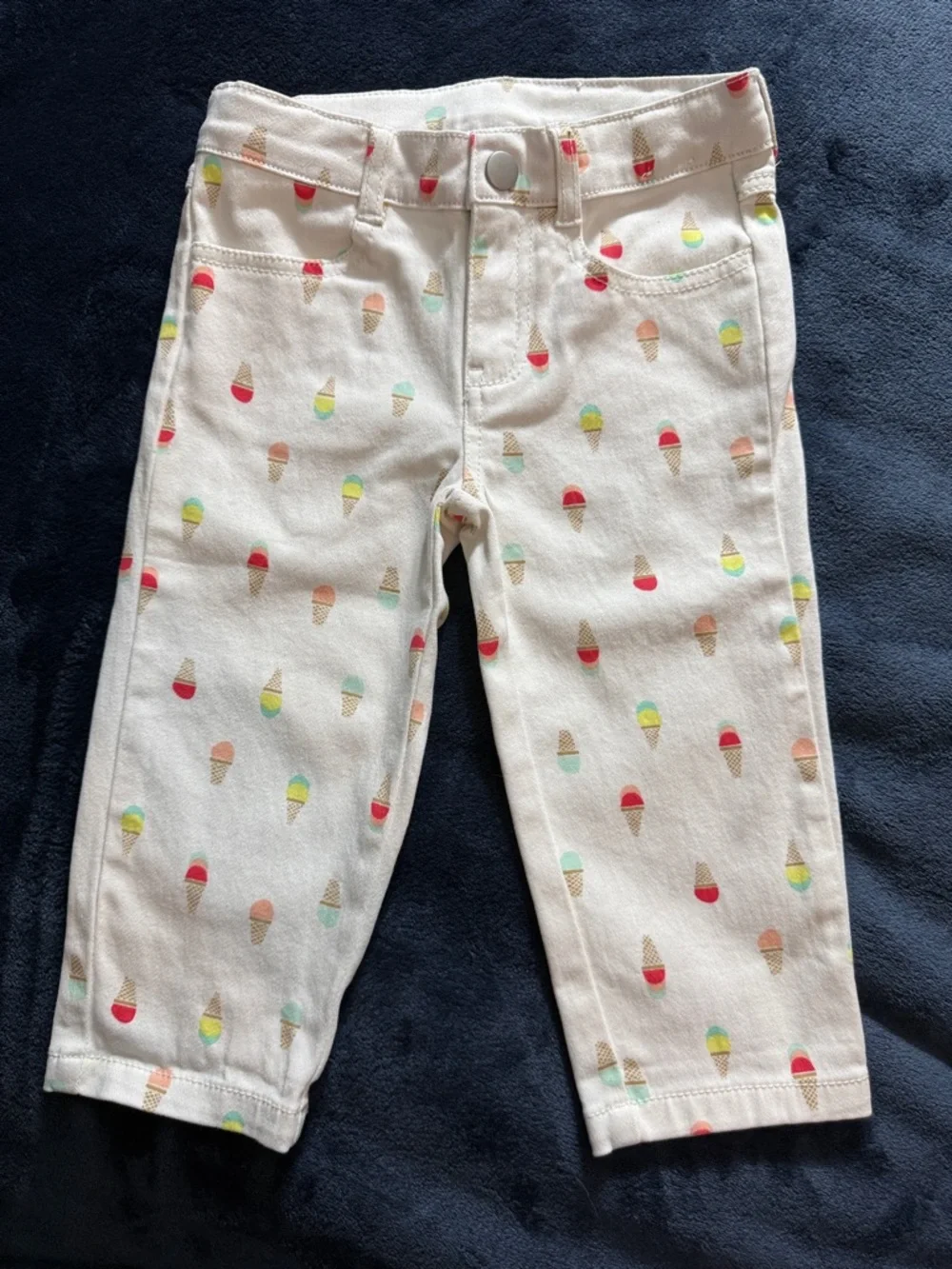 Gymboree White Capri Jeans with Multicolor Ice Cream Print Size 5
